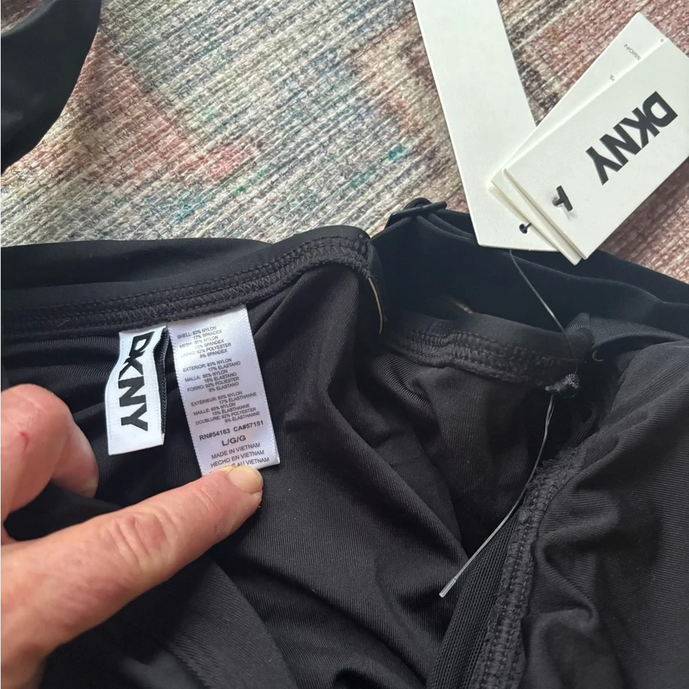 DKNY Black Ruched One-Piece Swimsuit with Side Ties - Picture 4 of 4